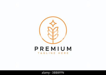Premium Flour Quality for Organic Food and Cereals Label Logo Stock Vector