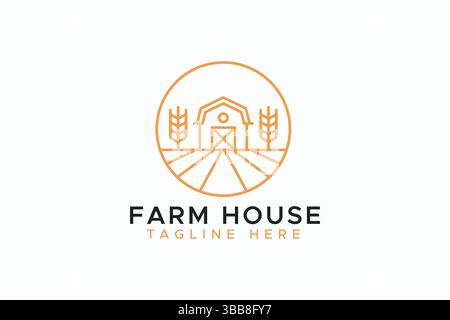 Livestock, Farmhouse, Barn, Granary Abstract Simple Logo Badge Natural, Healthy and Fresh Label Product Stock Vector