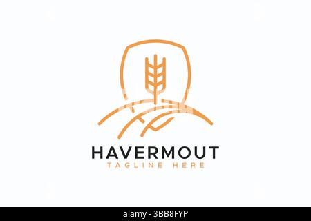Logo Abstract Oat Farm Field On The Shield for Business Sign Symbol Brand Identity Stock Vector