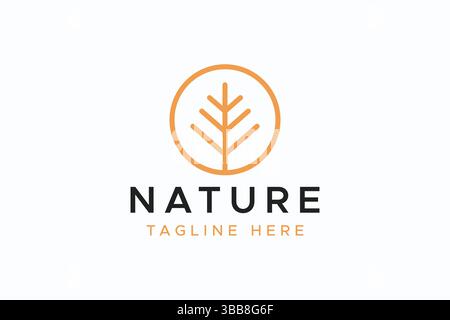 Simple Icon Logo Badge of Nature with Line Style Symbol Stock Vector