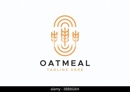 Oatmeal Cereal Organic Label Business Quality Food Product Healthy and Best Nutrition Stock Vector