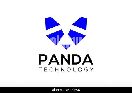 Minimal Panda Technology Logo Design, panda tech logo, modern tech logo, digital panda vector minimal panda logo,artificial intelligence, software app Stock Vector