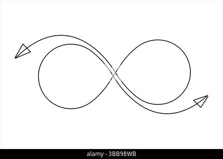 Single continuous line of infinity symbol. Vector one line illustration Stock Vector