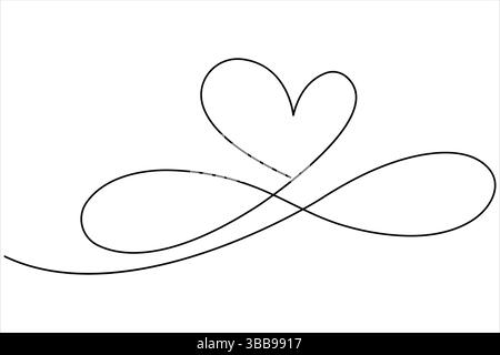 Single continuous line of infinity symbol. Vector one line illustration Stock Vector
