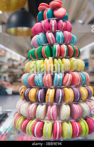 Beautiful multicolor macaroon tower Stock Photo