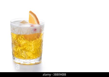 Classic cocktail whiskey sour isolated on white background Stock Photo