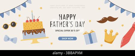 Father day elements collection. Design for posters, banner, greeting cards, stickers. Vector illustration Stock Vector