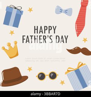 Father day elements collection. Design for posters, banner, greeting cards, stickers. Vector illustration Stock Vector