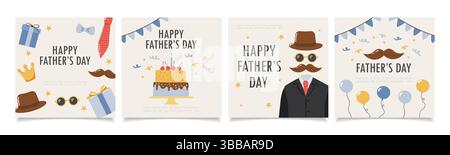 Father day elements collection. Design for posters, banner, greeting cards, stickers. Vector illustration Stock Vector