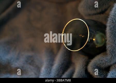 Empty wine glass on a tablecloth Stock Photo