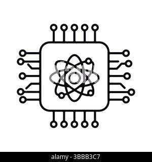 Quantum Chip Symbol. Quantum Computing Circuit. Stock Vector