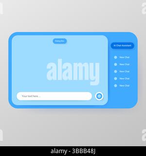 Prototype design of an AI assistant chat interface for mobile applications. Includes colorful gradients, modern UI elements, voice input, and a sample Stock Vector