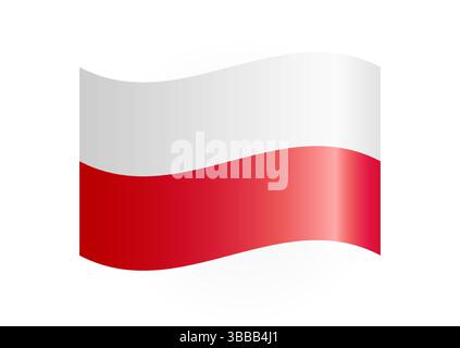 3D waving design of Polish flag. Creative flag of Poland web icon. Isolated symbol. Flag template with copy space. Educational or sporting event graph Stock Vector