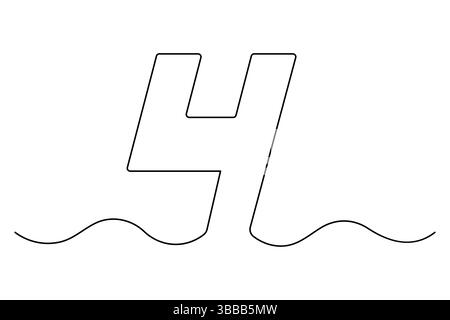 Number four continuous one line drawing of number 4. editable One line ...