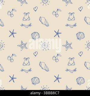 Seamless doodles pattern Beach Vacation Stock Vector