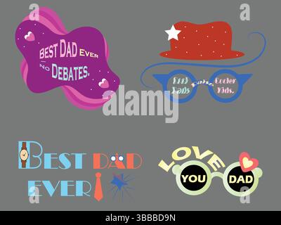 Cute Father’s Day Typography Badges & Graphics Stock Vector