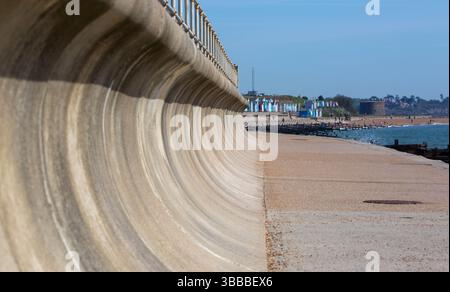 The Sea Defence wall and walkway at Felixstowe Suffolk Stock Photo