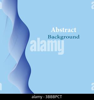 Blue Abstract Wave Background Design on Light Blue Canvas Stock Vector