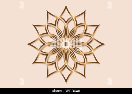 Gold Lotus Flower mandala of sacred ancient geometry. Vector symbols and elements. Alchemy, religion, philosophy, astrology and spirituality themes Stock Vector