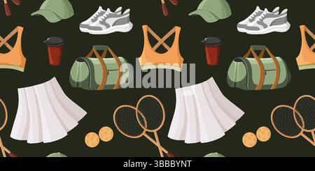 Horizontal Tennis Pattern on Dark Background Stock Vector