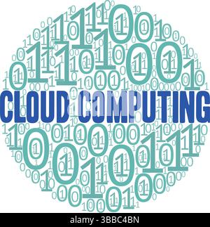 Cloud Computing with word cloud of ones and zeros. Stock Vector