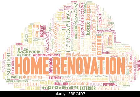 Home Renovation word cloud conceptual design isolated on white background. Stock Vector