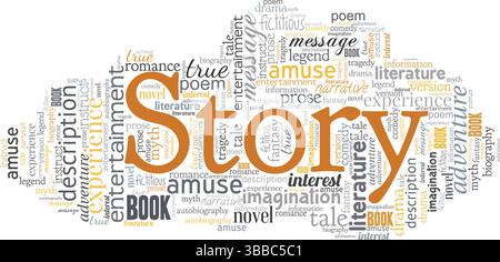 Story vector illustration word cloud isolated on a white background. Stock Vector