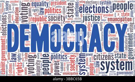Democracy word cloud conceptual design isolated on white background. Stock Vector