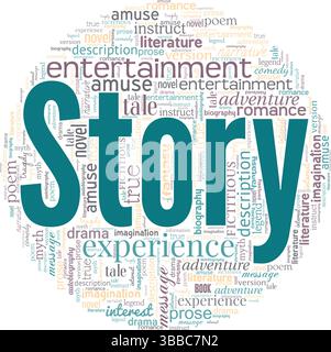 Story vector illustration word cloud isolated on a white background. Stock Vector