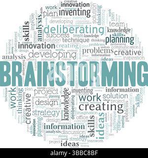 Brainstorming word cloud conceptual design isolated on white background. Stock Vector