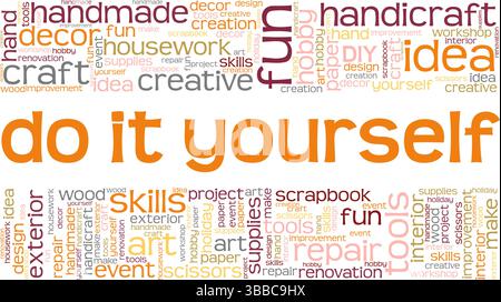 Do it yourself - DIY word cloud isolated on a white background. Stock Vector