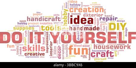 Do it yourself - DIY word cloud isolated on a white background. Stock Vector