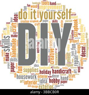 Do it yourself - DIY word cloud isolated on a white background. Stock Vector