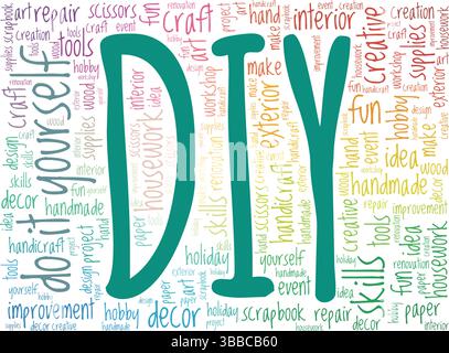 Do it yourself - DIY word cloud isolated on a white background. Stock Vector