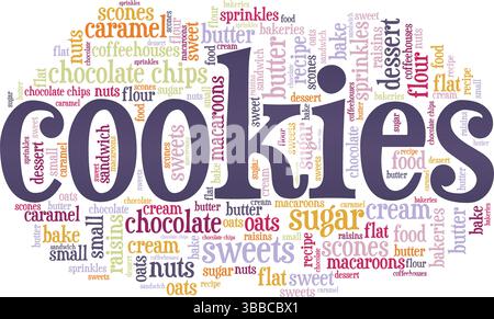 Cookies word cloud conceptual design isolated on white background Stock ...