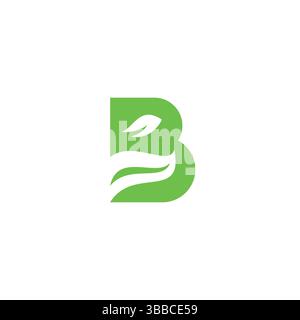 Green Vector Leaf Letter B Logo Design Stock Vector