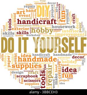 Do it yourself - DIY word cloud isolated on a white background. Stock Vector