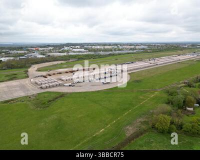 Concrete tunnel sections for Hinkley Point Nuclear Power Station on the former Filton airfield, Bristol, now a major redevelopment project, April 2025 Stock Photo