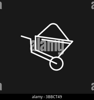 Wheelbarrow Full of Soil on Black Background, Gardening Tool Stock Vector