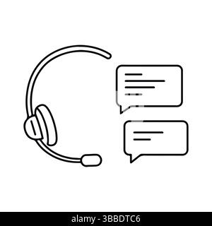 Customer Support Chat Illustration. Headset with Speech Bubbles. Stock Vector