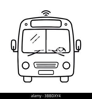 Bus with Wi-Fi Signal Symbol. Smart Bus with Wireless Connection.  Stock Vector