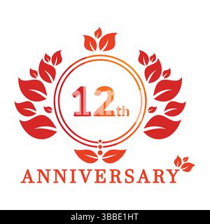 12 year anniversary vector banner template. 12 years Anniversary logo. Stock Vector