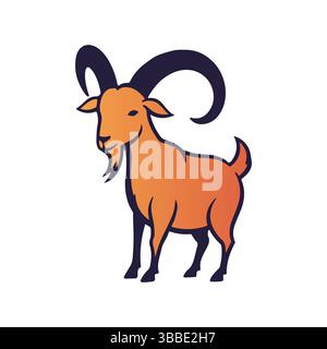 Stylized Goat Logo Vector – Gradient Horned Animal Mascot Illustration Stock Vector