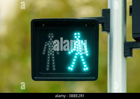 Traffic light with green light lit on it Stock Photo