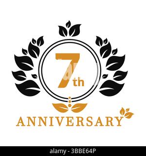 7 year anniversary vector banner template. 7 years Anniversary logo. Stock Vector