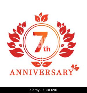7 year anniversary vector banner template. 7 years Anniversary logo. Stock Vector