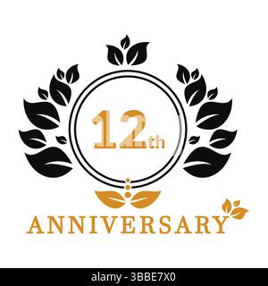 12 year anniversary vector banner template. 12 years Anniversary logo. Stock Vector