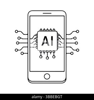 AI Powered Smartphone. Future of Mobile Technology. Stock Vector