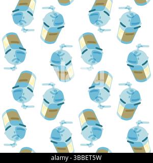 Seamless pattern with refreshing summer drink dispensers in flat cartoon style, bright and fun seasonal design. Stock Vector