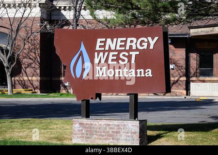 Great Falls, MT, USA - May 4, 2025; Sign for Energy West Montana with name and logo Stock Photo
